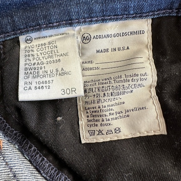 AG Adriano Goldschmied the Stevie Slim Straight Jeans 30R - Picture 10 of 10